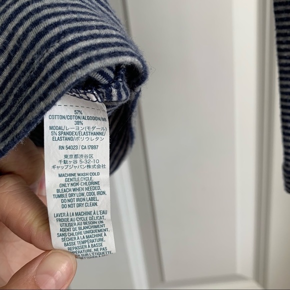 Old Navy Blue & Gray Stripe Long Sleeve Blouse Top size Medium - Picture 6 of 7